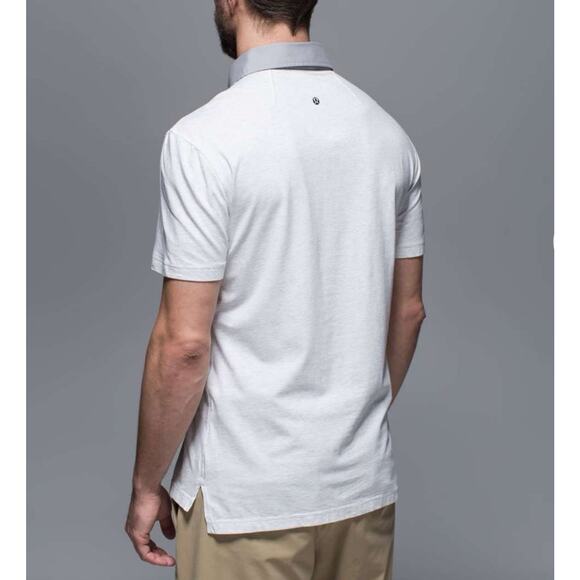 Lululemon Polo Shirt Post Practice White/Gray No Size Tag See Measurements - Picture 2 of 12